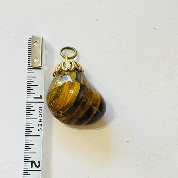 VINTAGE 80’s Rare Natural Tigers Eye Nugget Pendant Jewelry - Picture 3 of 4